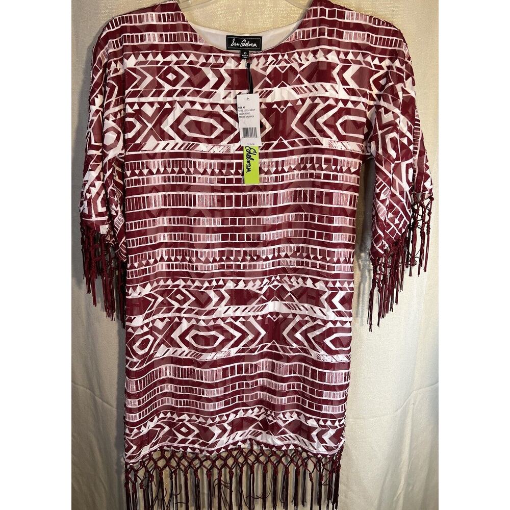 Sam Edelman Wine Fringed Tribal Style Dress Prairie Dreamer Size XS NWT